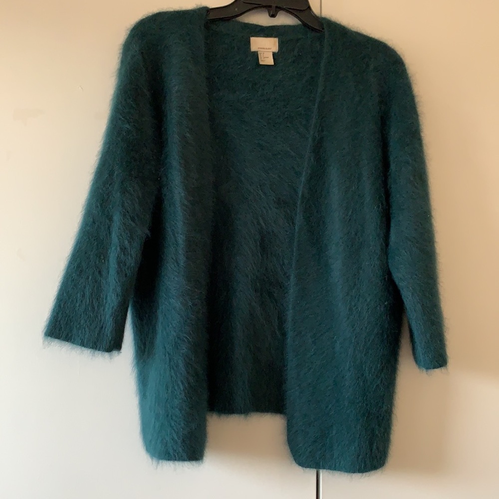 H&M Emerald Green Fuzzy Angora Blenda Cardigan Small
